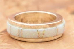 Calvin Begay Fire and Ice Opal Sterling Silver Ring